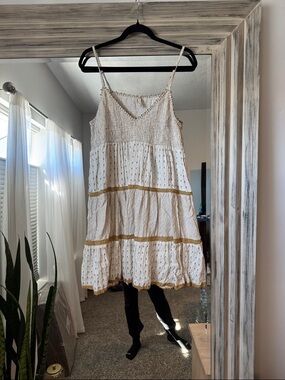 RAGA White Mini Dress with Gold Trim